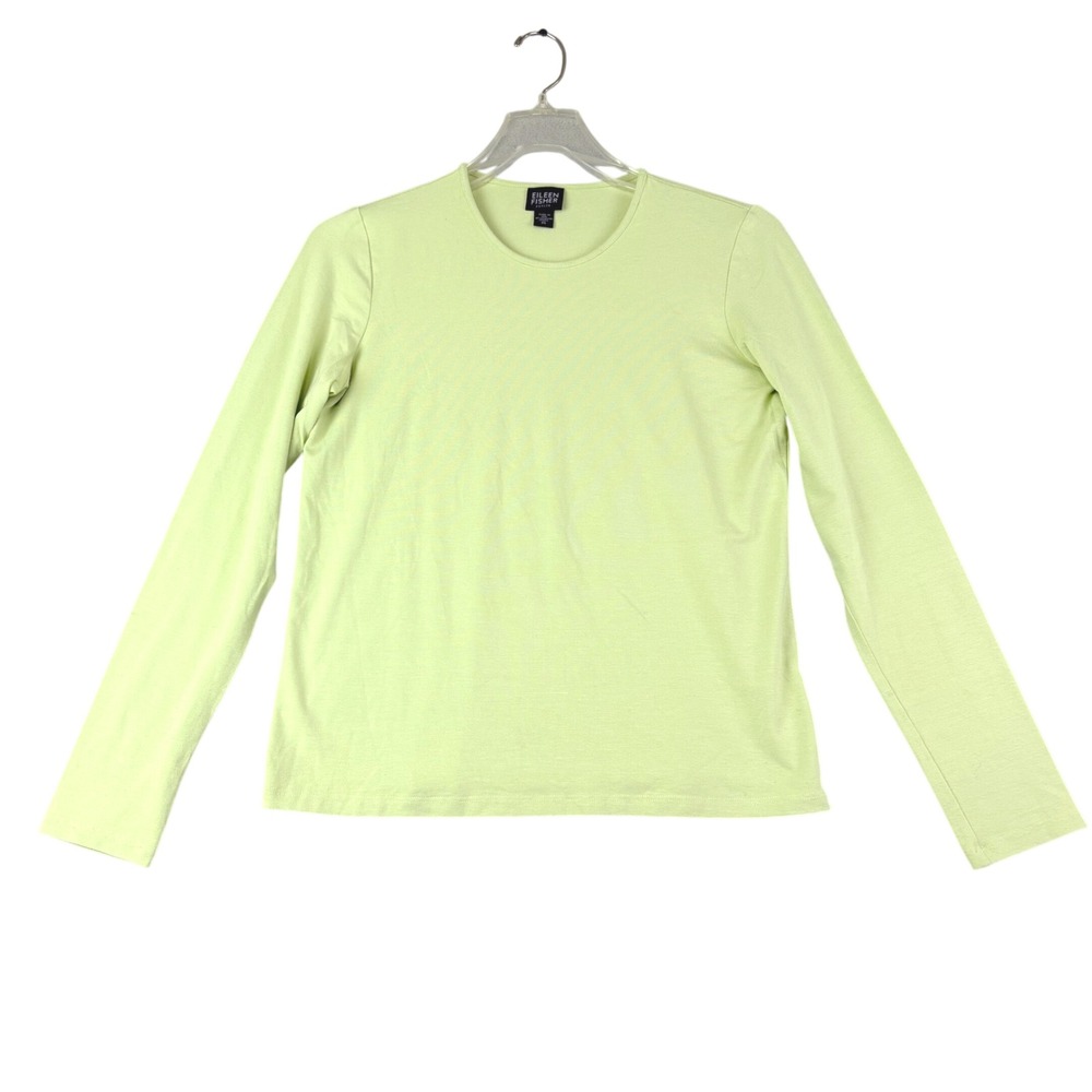 Eileen Fisher PS Lime Green Long Sleeve Crew Neck Rayon Lycra Top Minimalist